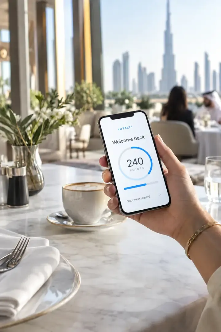 Customer viewing an illustrative loyalty experience on a phone