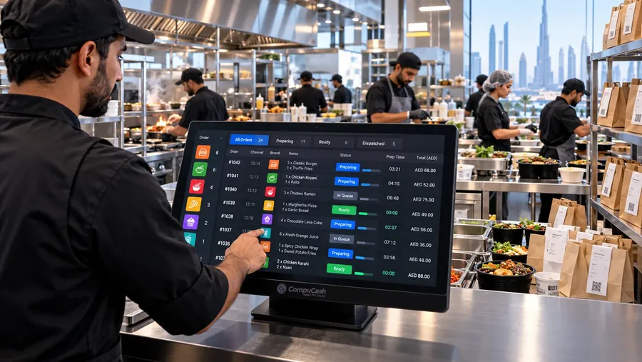 Cloud kitchen manager coordinating orders from multiple virtual brands with CompuCash