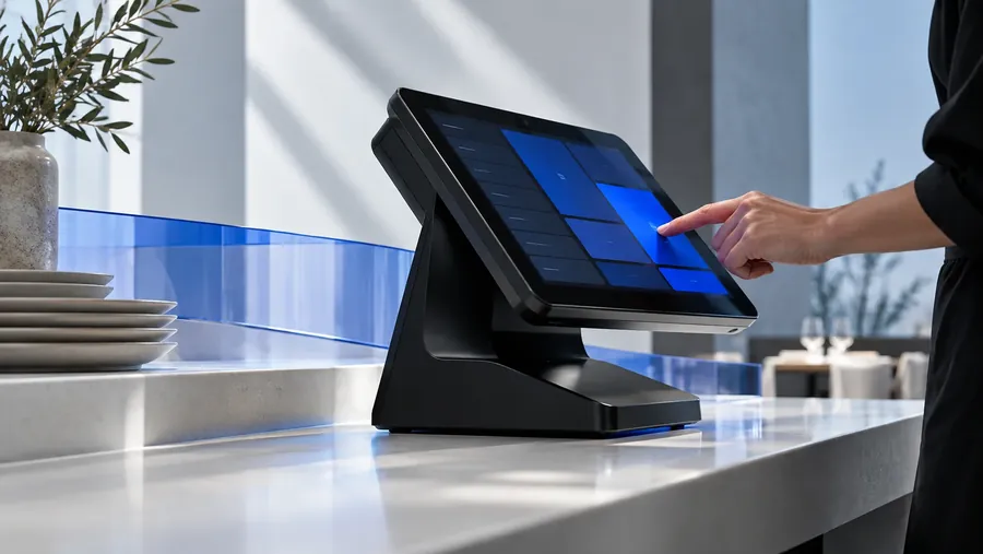 Modern CompuCash point of sale terminal in a restaurant