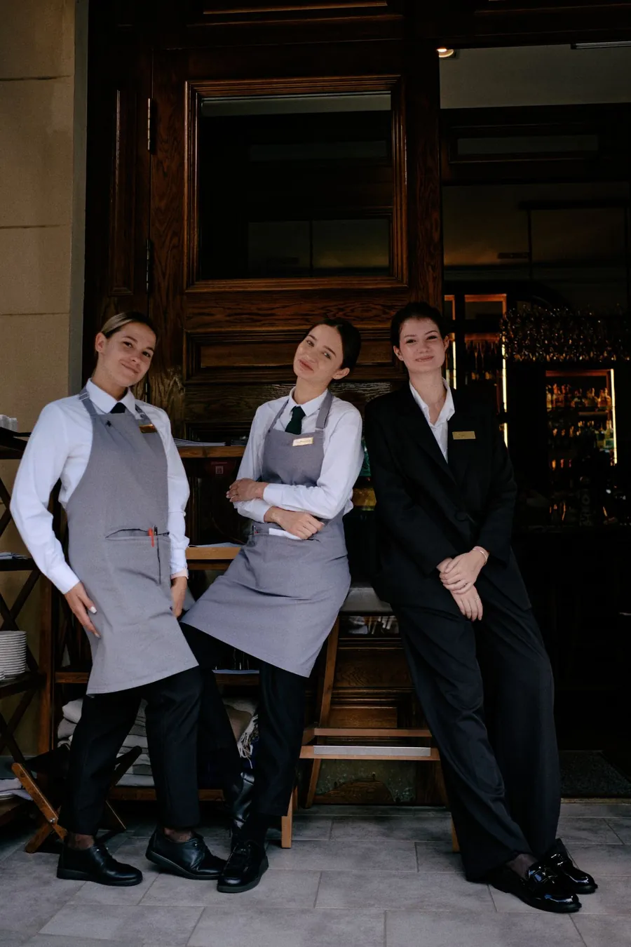 Restaurant staff team in uniform
